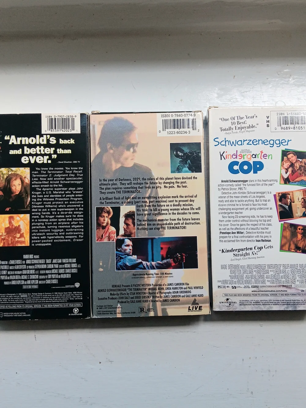 ARNOLD SCHWARZENEGGER VHS LOT Eraser Terminator Kindergarten Cop Action Bundle